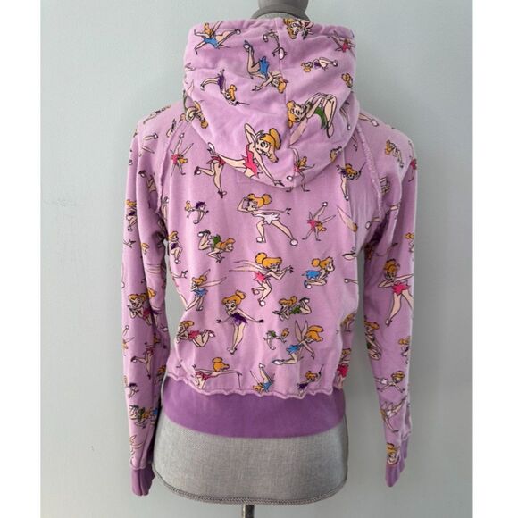 Y2K Vintage Disney Tinker Bell Zip-Up Hoodie Purple Multi-Tink Junior's Medium - Picture 2 of 5